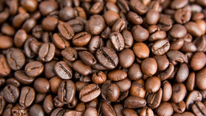 Close-up of roasted Shadowbrook Mountainview Blend coffee beans