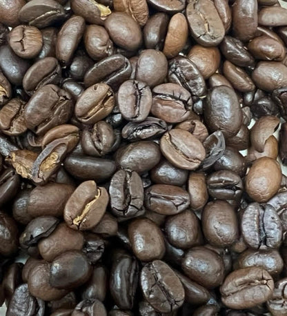 a pile of roasted coffee beans.