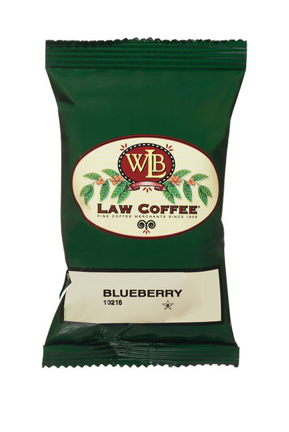 A 100% arabica frac pack of WB Law Blueberry flavored Brazilian coffee.