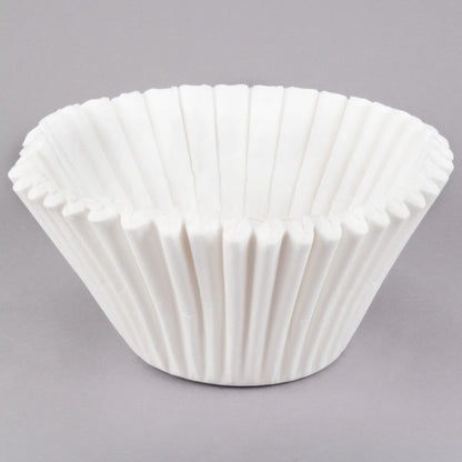A white 18x6  pleated coffee filter designed for use in a 3-gallon coffee urn.