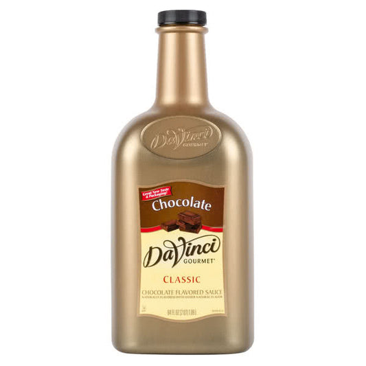A 64oz bottle of Davinci gourmet chocolate sauce.