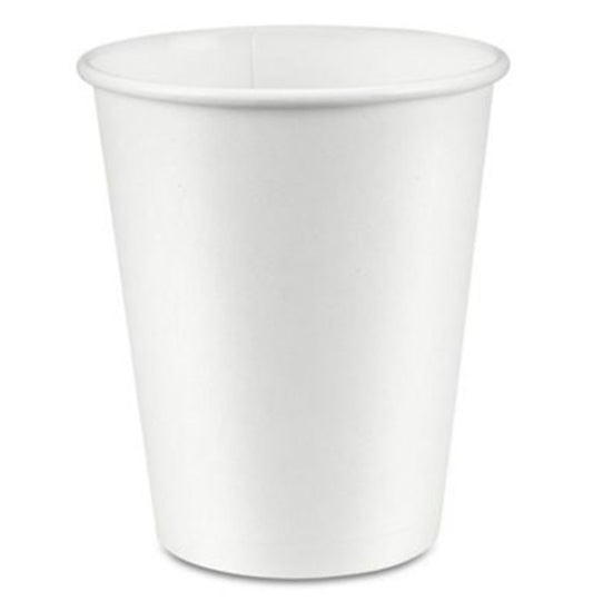 An 8oz white hot paper cup.