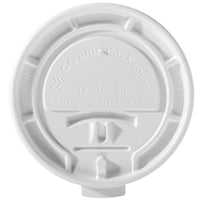 A photo of a flat lid for hot paper cups.